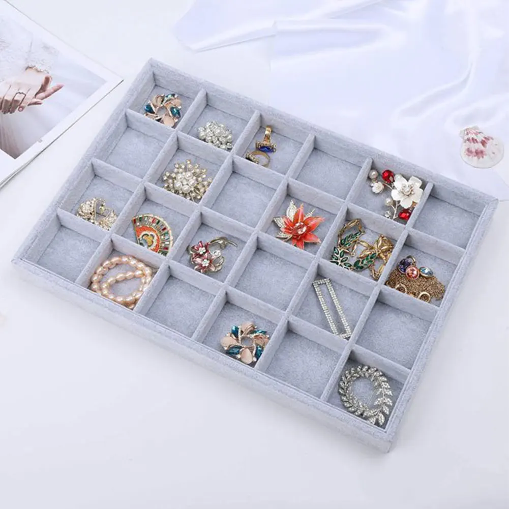 

24 Grids Jewelry Display Tray For Drawer Stackable 24 Grids Showcase Dresser Jewelry Tray Storage Organizer