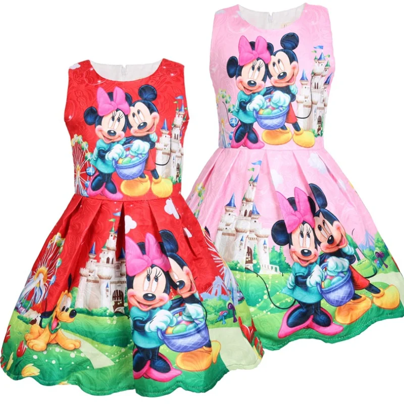 

Summer Minnie Mouse Girls Dress Baby Girl Dress Sleeveless Mickey Dresses Cotton Children's Princess Dress
