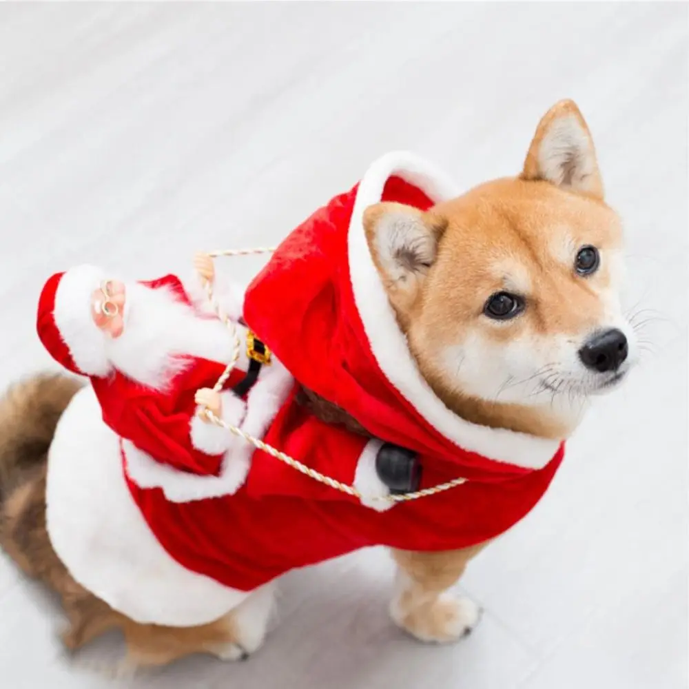 

Comfortable Costume Santa Cat with Snowman Doll Pet Dress Up Dog Clothing Pet Supplies Dog Coat