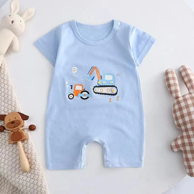 2023 Infant Climbing Clothes Cotton Summer Boys Girls Baby Thin Short Sleeved Children's Onesie