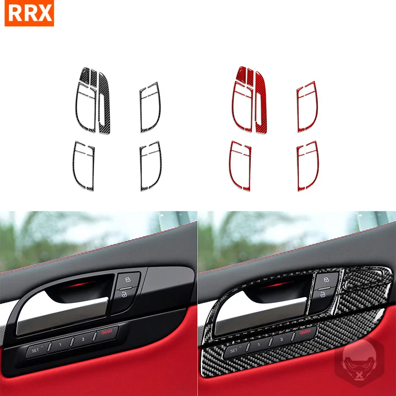

For Audi Q7 2007 2008 2009 2010 2011 2012 2013 2014 2015 Car Interior Door Panel Handle Frame Cover Carbon Fiber Accessories