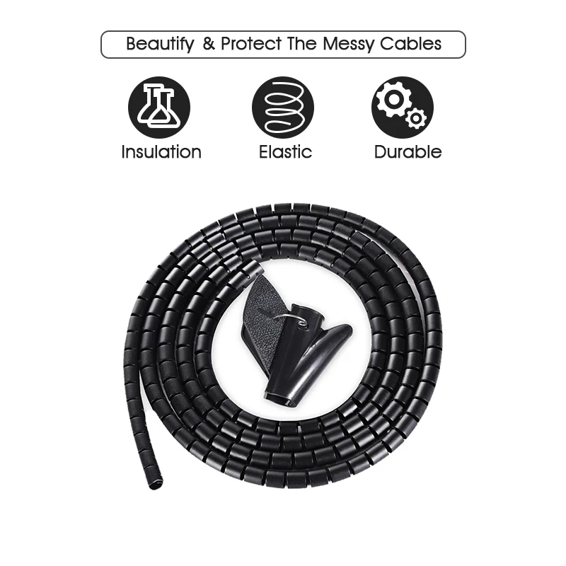 

10/16/22 mm Flexible Spiral Cable Wire Protector Cable Organizer Computer Cord Protective Tube Clip Organizer Management Tools