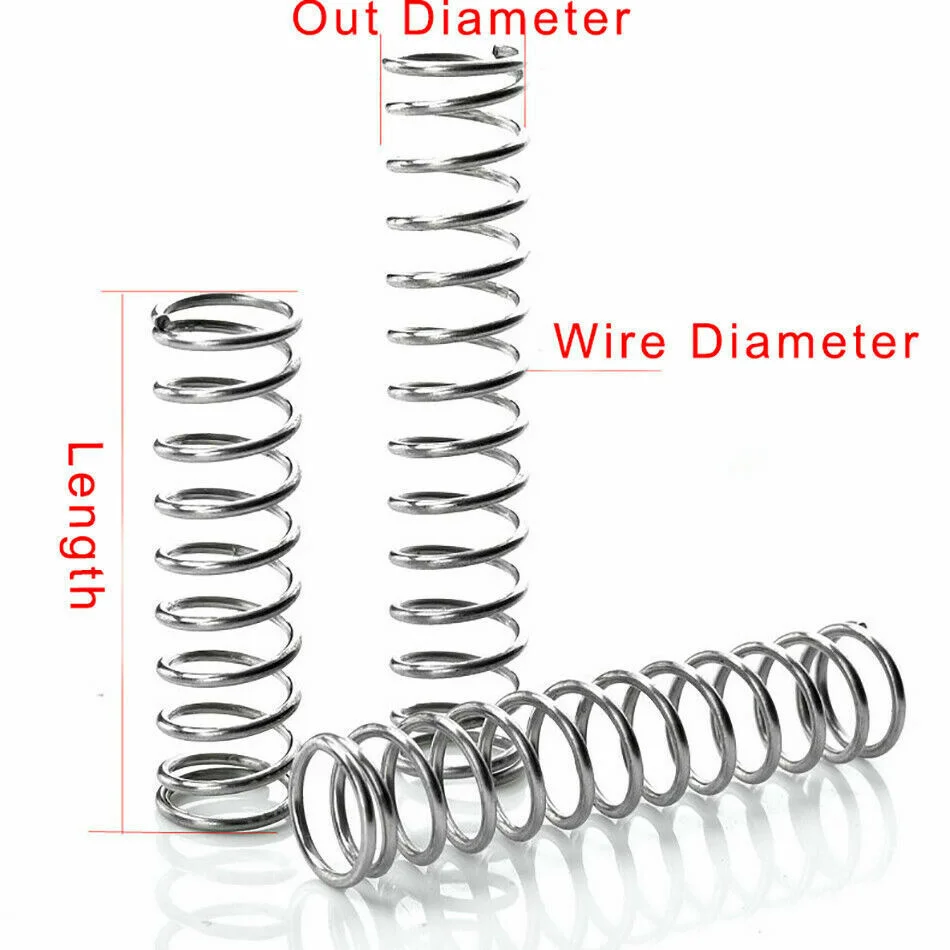 

1PCS Compression Spring Stainless Steel Spring Compression Pressure Spring Wire Dia. 0.3/0.4/0.5/0.6/0.7/0.8mm OD Length 30