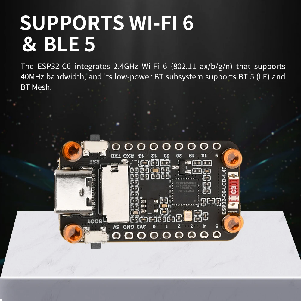 ESP32-C6 Плата разработки ЖК-дисплея 1 47 дюйма 172 × 320 Одноядерный процессор с частотой