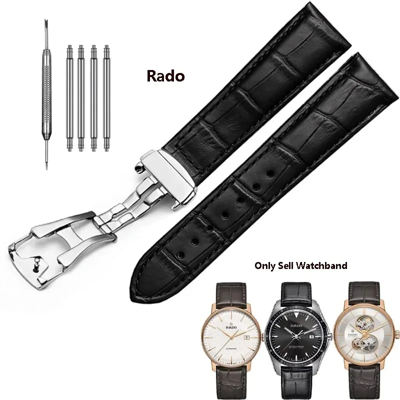 Фото Высококачественный ремешок для часов из натуральной кожи для Rado Dia Master Coupole Series R22861165 R14129116, ремешок для часов, мужской и женский браслет №3