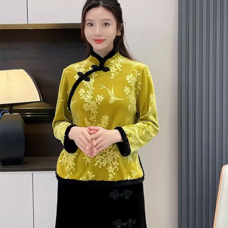 Женский винтажный костюм Тан с цветочным принтом куртка канарейка бархатное