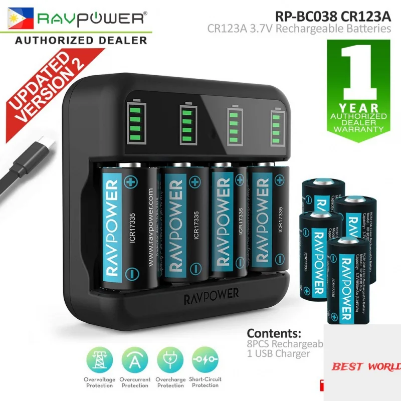 

Rechargeable CR123A Lithium Batteries, 8 Pack 3.7V 850mAh Batteries MVP CAMERA