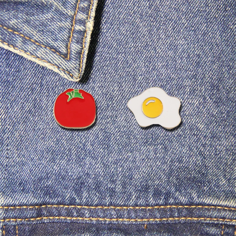 Эмалированные булавки в форме яичницы брошь виде томатов отворот сосна Sunny-side Up