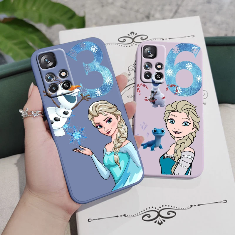 

Disney Elsa Cute For Redmi K50 K40 K30 K20 10C X 9C AT A 8A 7A Gaming Pro Plus Liquid Rope Silicone Phone Case