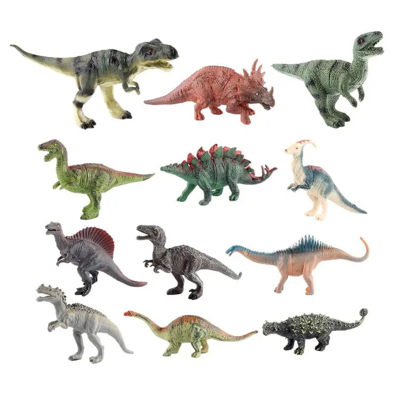

Dinosaur Playset 12pcs Simulated Animal Toys Assorted Giant Dino Figures Including Tyrannosaurus Rex For Birthday Present