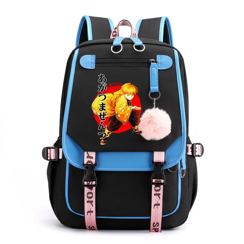 

Anime Demon Slayer School Bags for Girls Agatsuma Zenitsu Backpack Oxford Laptop Bag Kimetsu no Yaiba Backpacks Travel Rucksack