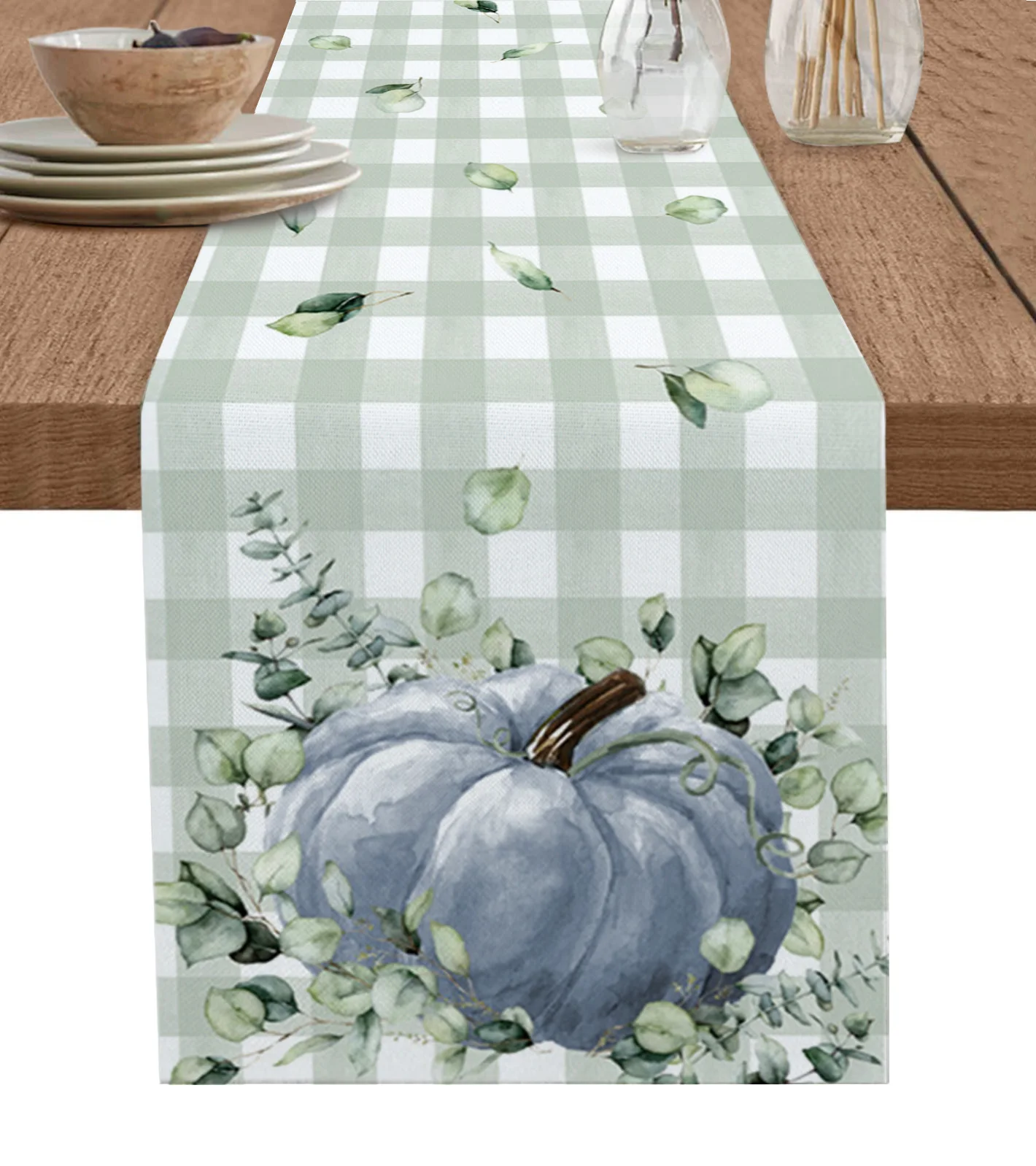 

Autumn Watercolor Pumpkin Table Runner Wedding Decor Table Cover Dinner Holiday Party Cotton Linen Tablecloth