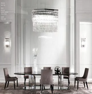 

White marble dining table modern stainless steel rectangle dining table new style and chair many people home