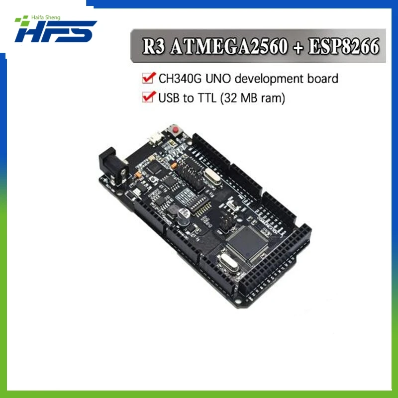 

Mega2560 + WiFi R3 ATmega2560+ESP8266 32Mb memory USB-TTL CH340G Compatible for Arduino Mega NodeMCU WeMos Development board