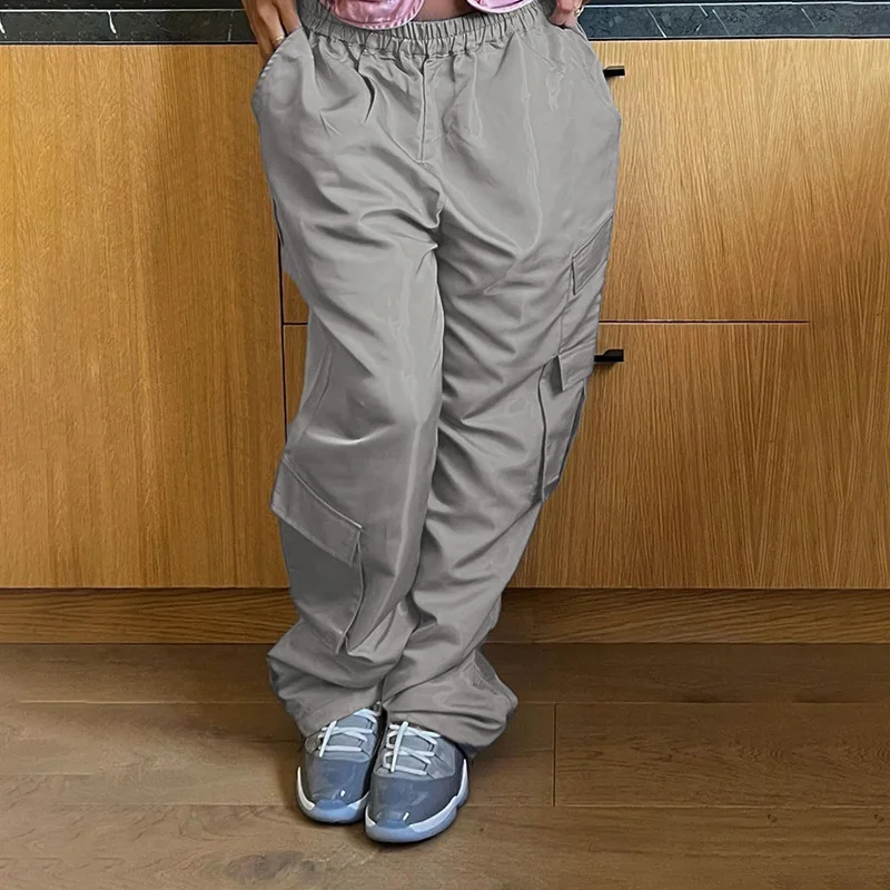 

2023 New Womens Cargo Pants Pocket Solid Y2K Vintage Womens Casual Loose Trousers Jogger Baggy Punk Sweatpants Chic Pants