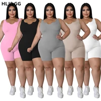 hljgg solid sexy casual vest jumpsuit women sleeveless bodycon playsuit backless v neck bodysuit solid rompers clubwear shorts