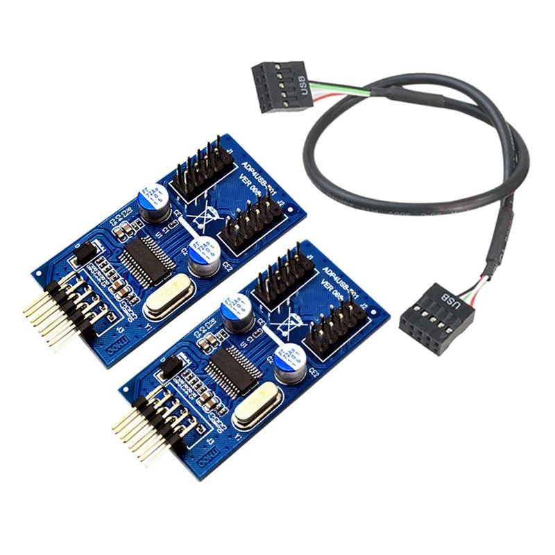 

2PCS 9Pin USB Header Male 1 To 2/4 Female Extension Cable Card Desktop 9Pin USB HUB USB 2.0 9 Pin Connector Adapter 30Cm