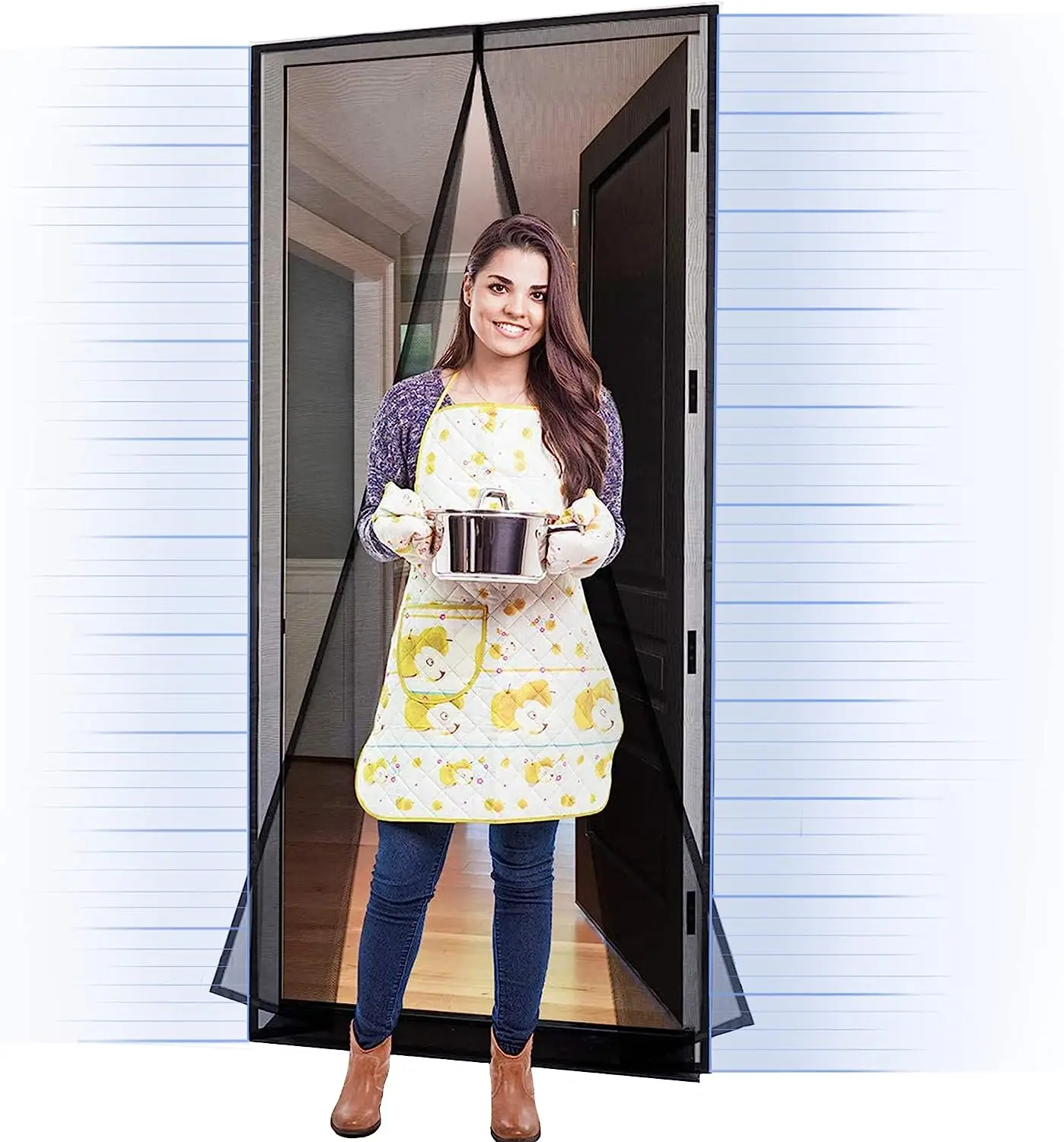 

Москитная сетка, занавеска, магнитный дверной экран, размер под заказ, насекомое, автоматическое закрытие, Невидимая сетка для кухни, дома, гостиной