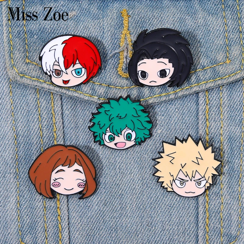 Hero School Enamel Pins Custom deku Todoroki Shoto URARAKA Katsuki Brooches Lapel Badges Cartoon Jewelry Gift for Kids Friends