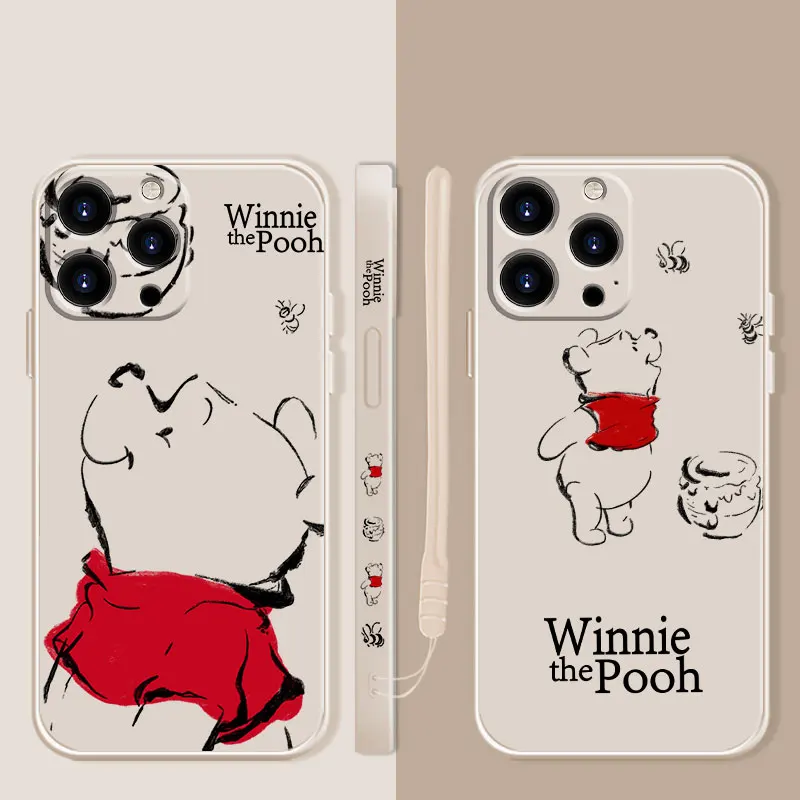 

Disney Red Winnie The Pooh Liquid Candy Phone Case For Apple iPhone 14 13 12 11 Pro Max 13 12 Mini XS XR X 7 8 6 6S Plus