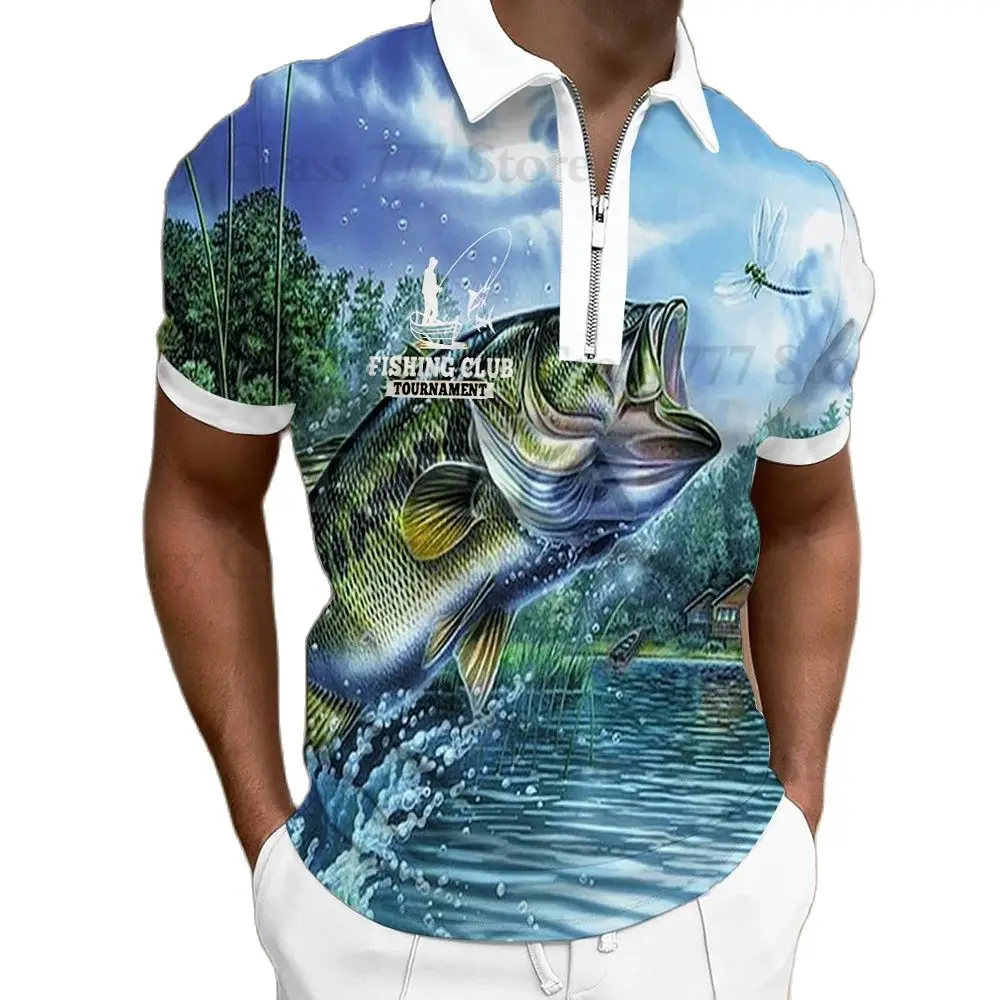 

Men's Polo Shirt 2022 Summer Fish Print Flower Holiday Everyday Short Sleeves Lattice Men's Polo Fashionable Dress Polo for men