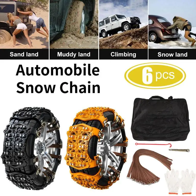 

Security Chain For Car Tire Chains With Wear-Resistant Cleats 6 PCS Essential Safe Driving Tool For Emergencies Such As Travel