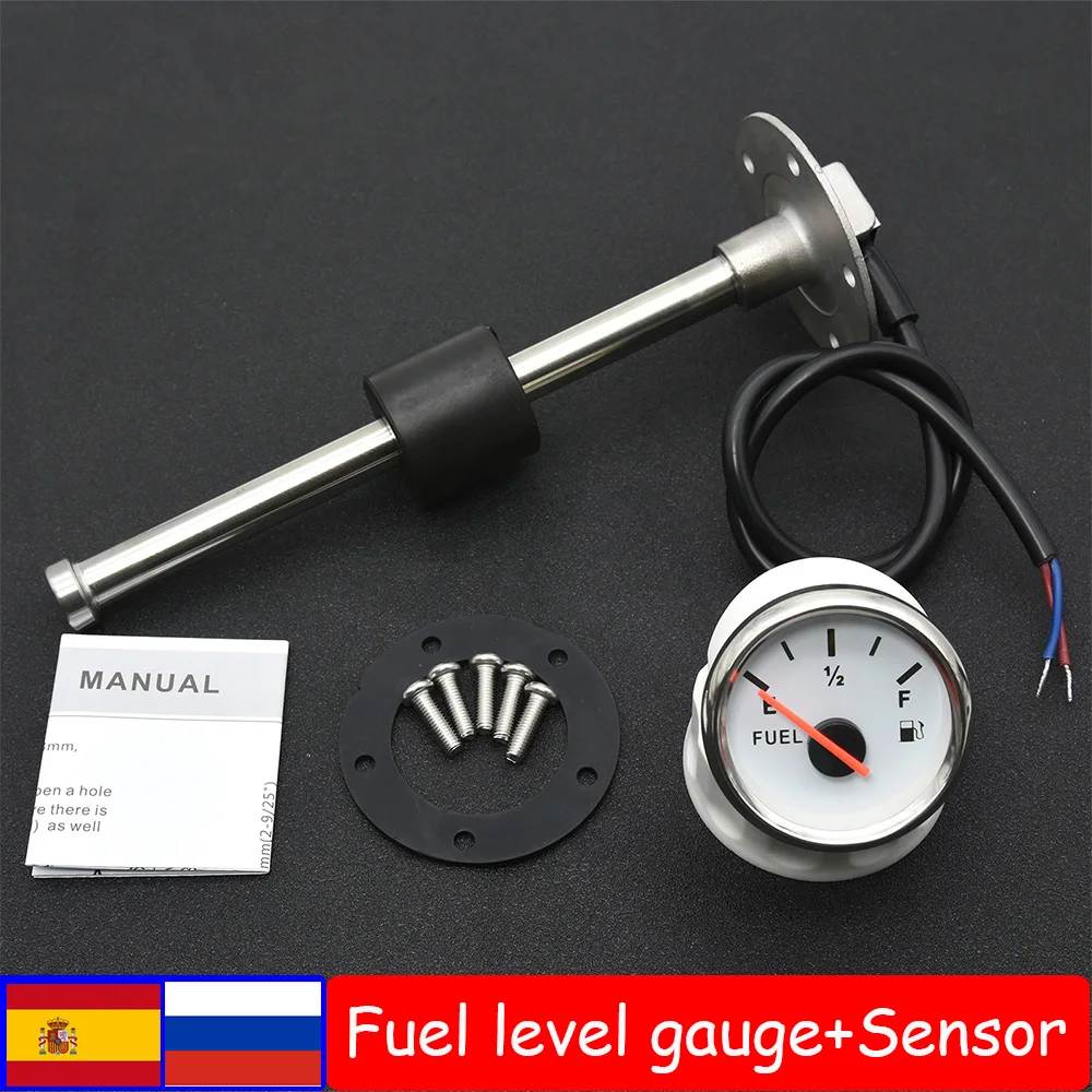 

Pointer 52MM Fuel Level Gauge With Red Light Fuel Level Sensor 0-190ohm Oil Level Tank Fuel Indicator For Car Marine Boat
