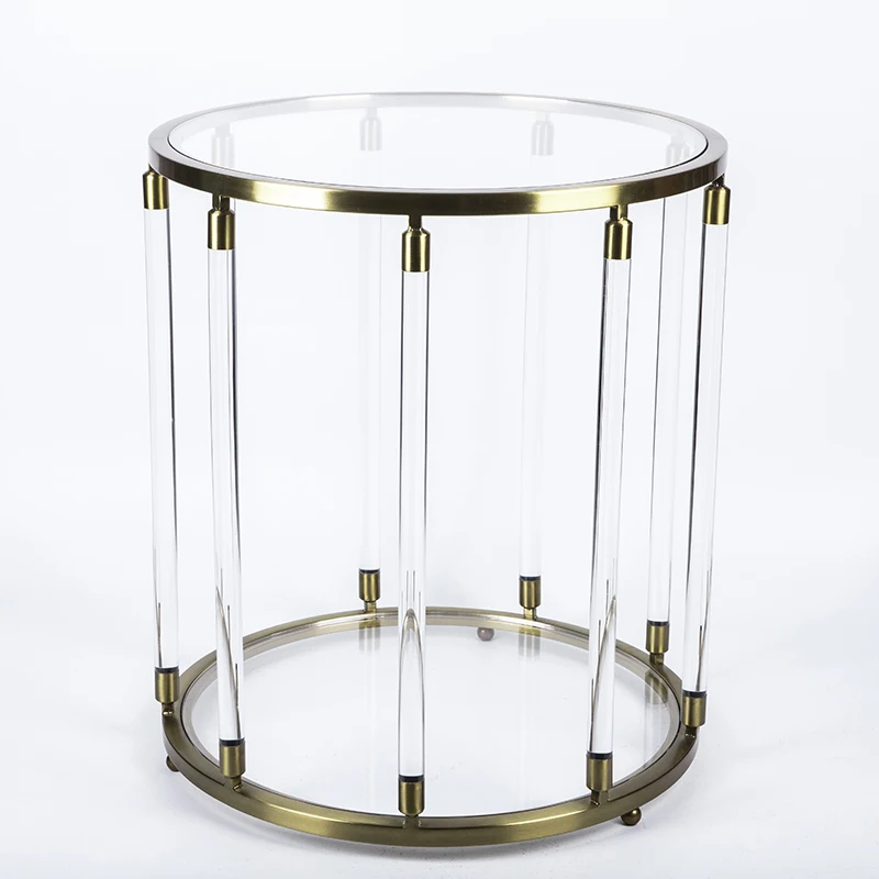 

Hot Selling Round Side Table Gold Acrylic Furniture Table Stainless Steel Brass Round Coffee Table