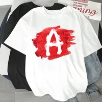 a to z english letters color painted print t shirt harajuku casual summer female t shirt short sleeve tshirts for women clothing