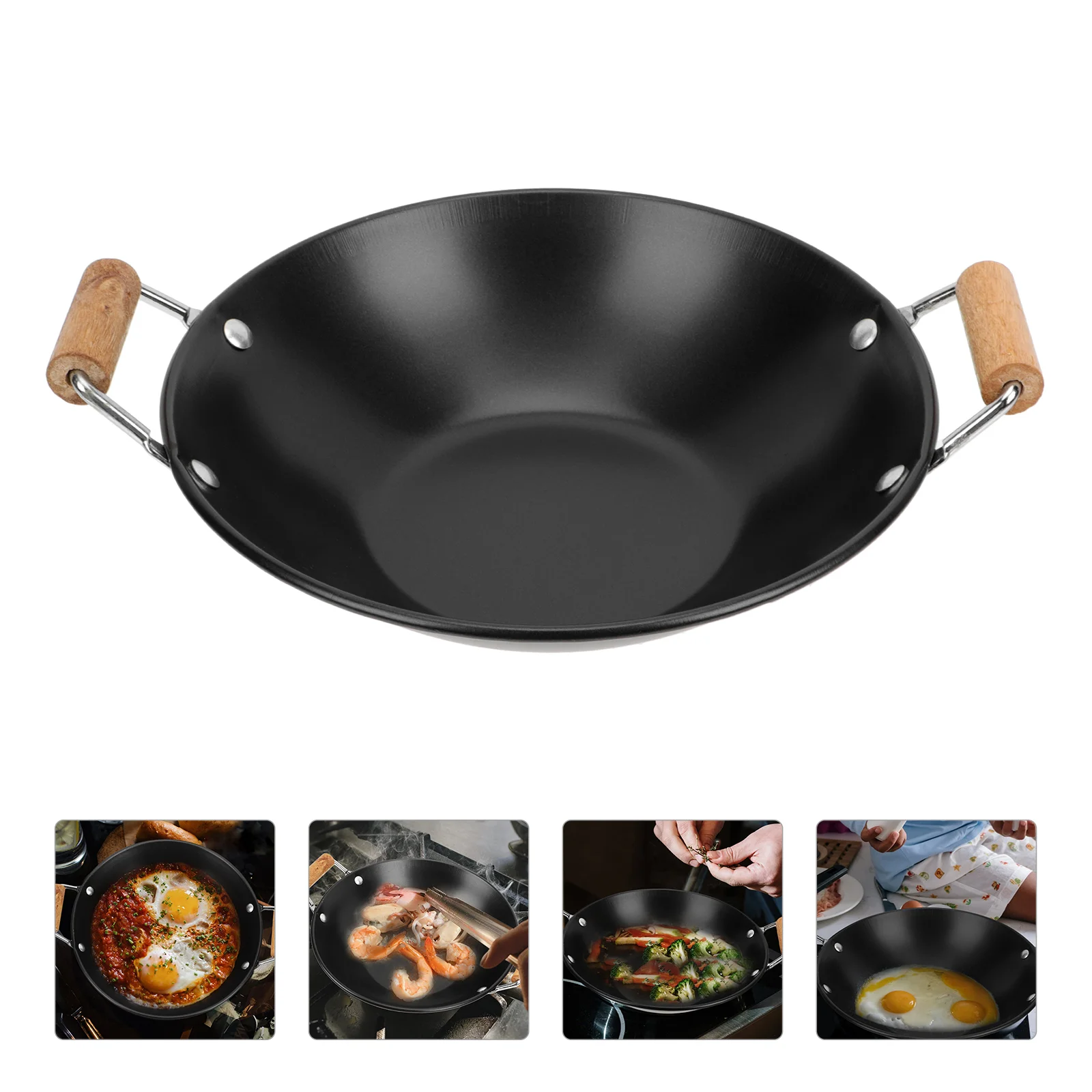 

Pot Steel Pan Cooking Stainless Carbon Wok Kitchen Cookware Handle Hot Pans Nonstick Grill Binaural Noodle Japanese Sauce Ramen