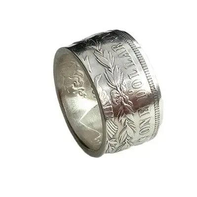 Чистое серебро США 1899O Морган доллар Монета кольцо очень блестящее ручной работы США Размер 8-16 настроенная Дата