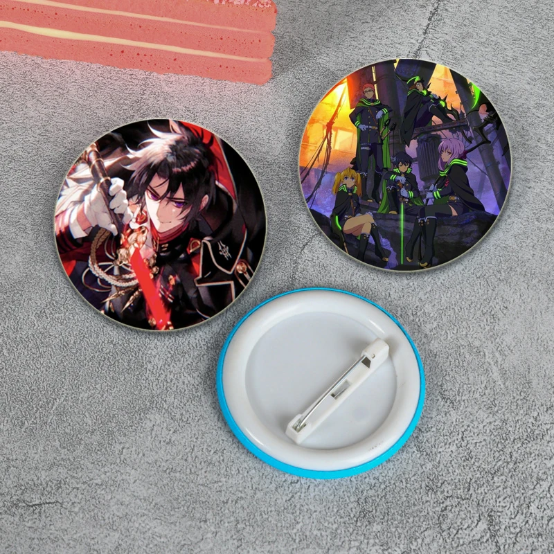 32/44/58mm Anime Seraph of The End Tinplate Pins Character Icon Badge Handmade Brooches for Backpack Clothes Hat Decoration