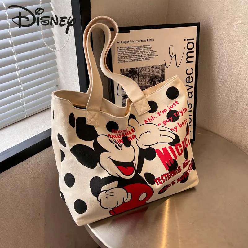 Disney Mickey New Fashion Women's Handbag High Quality Large Capacity Commuter Bag Cartoon Leisure Shopping Shoulder Bag
