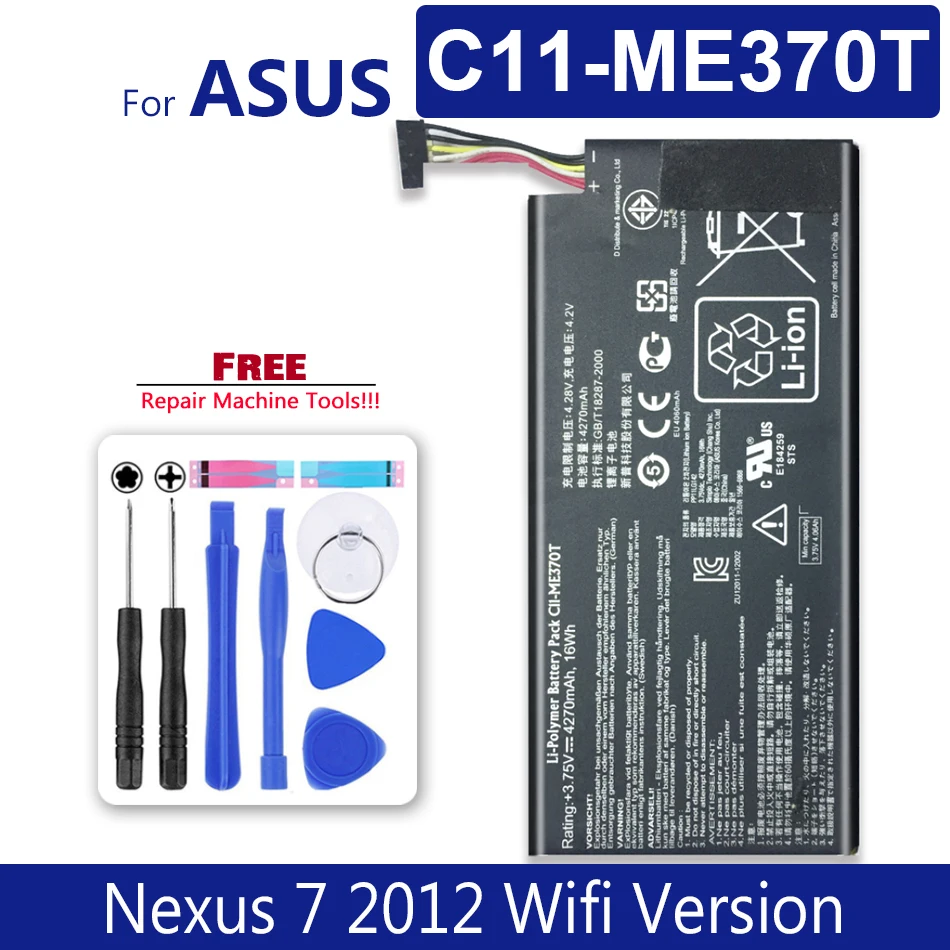 

C11-ME370T Battery For ASUS ME370T ME3PNJ3 GOOGLE NEXUS 7 Tablet Wifi Version Bateria 4270mAh Tracking Number