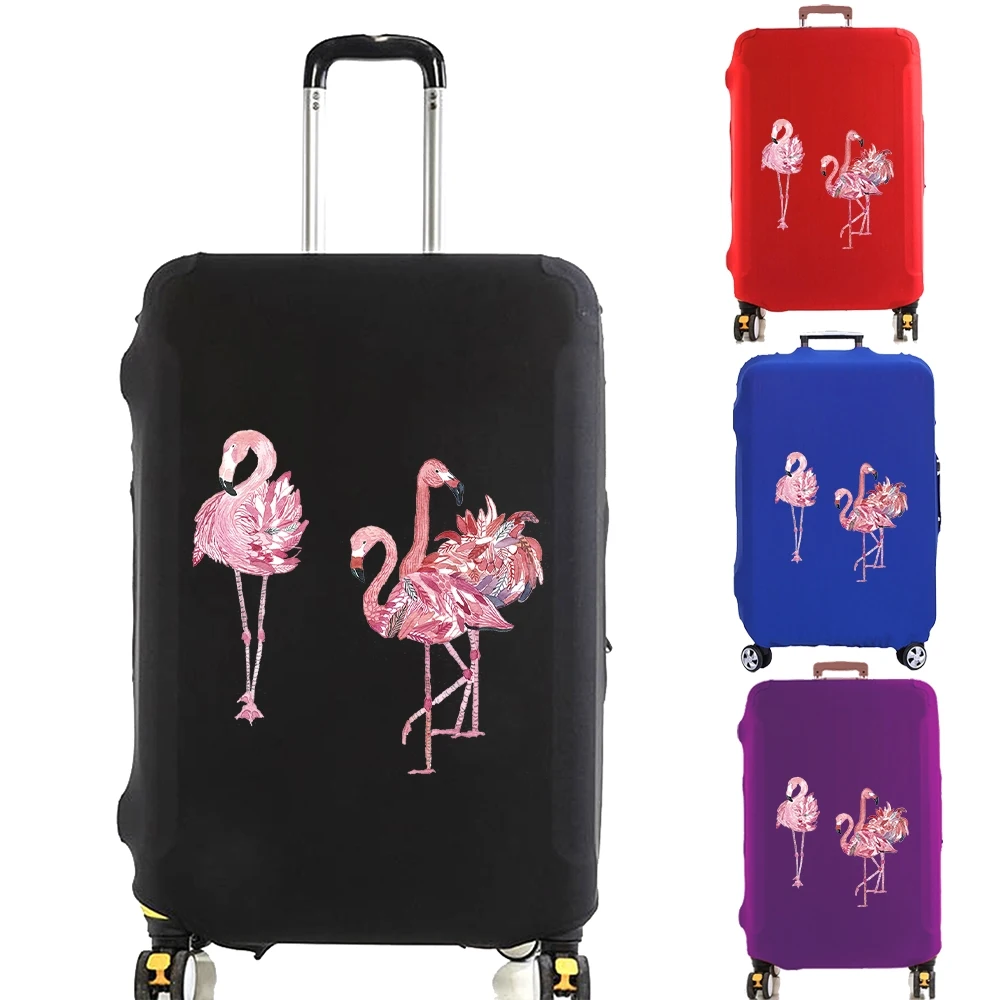 18〜28インチのスーツケース用の伸縮性のあるケース,花とピンクのフラミンゴを備えたラゲッジケース