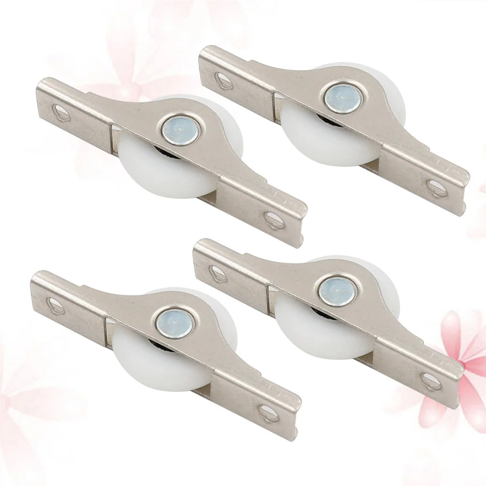 

4 Pcs Barn Door Rollers Wardrobe Door Wheel Wardrobe Sliding Roller Roll The Ball Caster Wheel Bearings Metal Door Roller