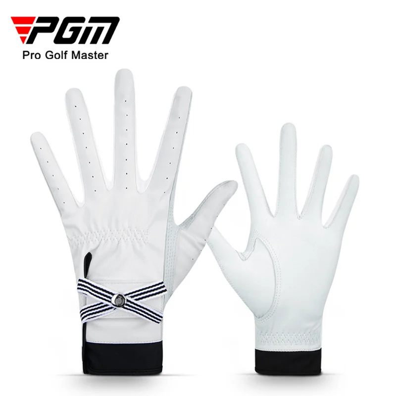 1Pair Pgm Golf Gloves Women With Mark Sheep Skin Breathable Genuine Leather Sport Gloves Anti-Slip Training Mittens Elegant
