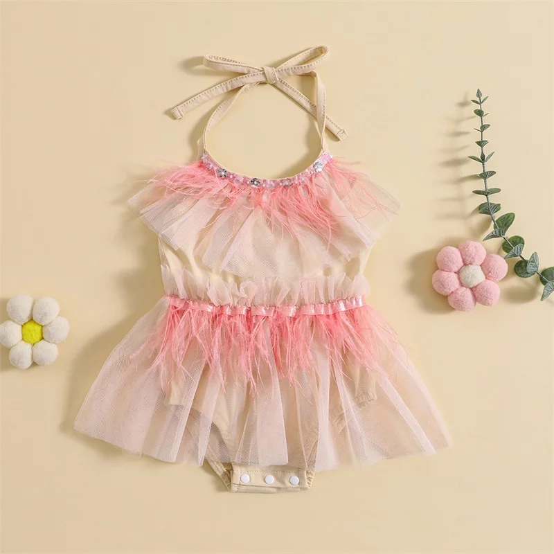 

Комбинезон с завязкой на шее и открытой спиной для девочек 0-18 месяцев