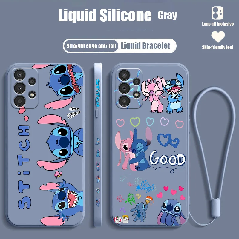 

Stitch Fashion Love Phone Case For OPPO F21 F9 F7 F5 Find X5 X3 X2 Neo A16S A5 2020 Pro Lite Liquid Left Rope Cover