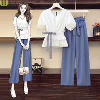 big piece suit the new spring and summer 2021 yards dress loose show thin leisure wide legged pants suit two piece outfit