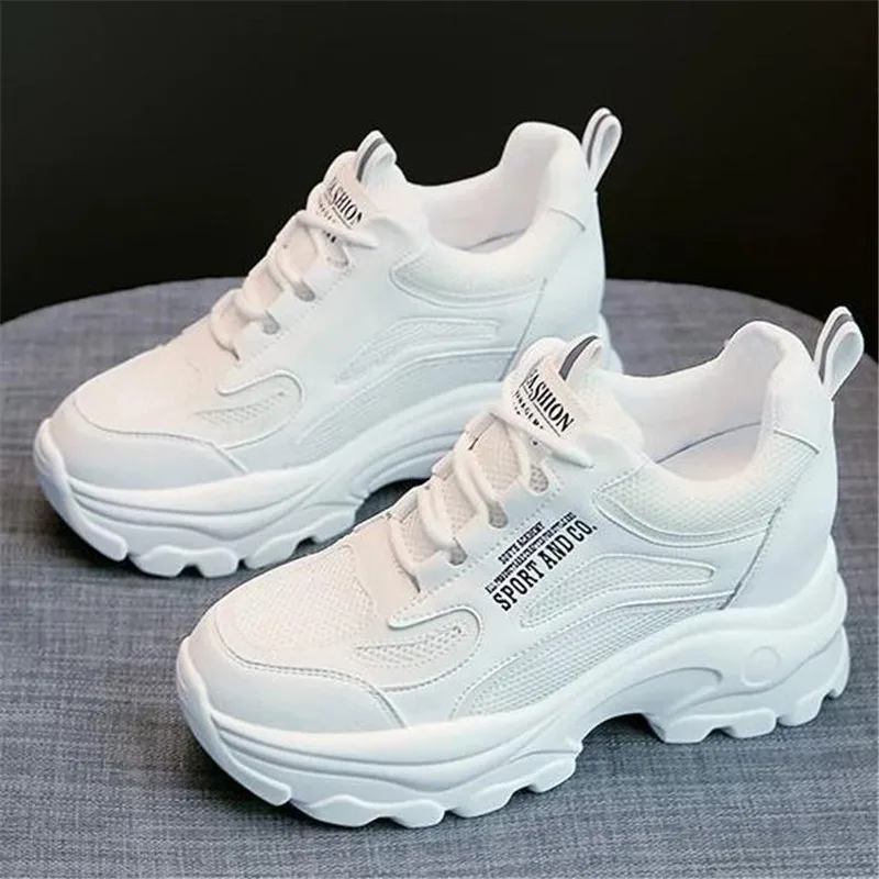 

Женские кроссовки с круглым носком, кроссовки на толстой платформе, на шнуровке, Вулканизированная подошва, размеры 34-39, для лета, 2022