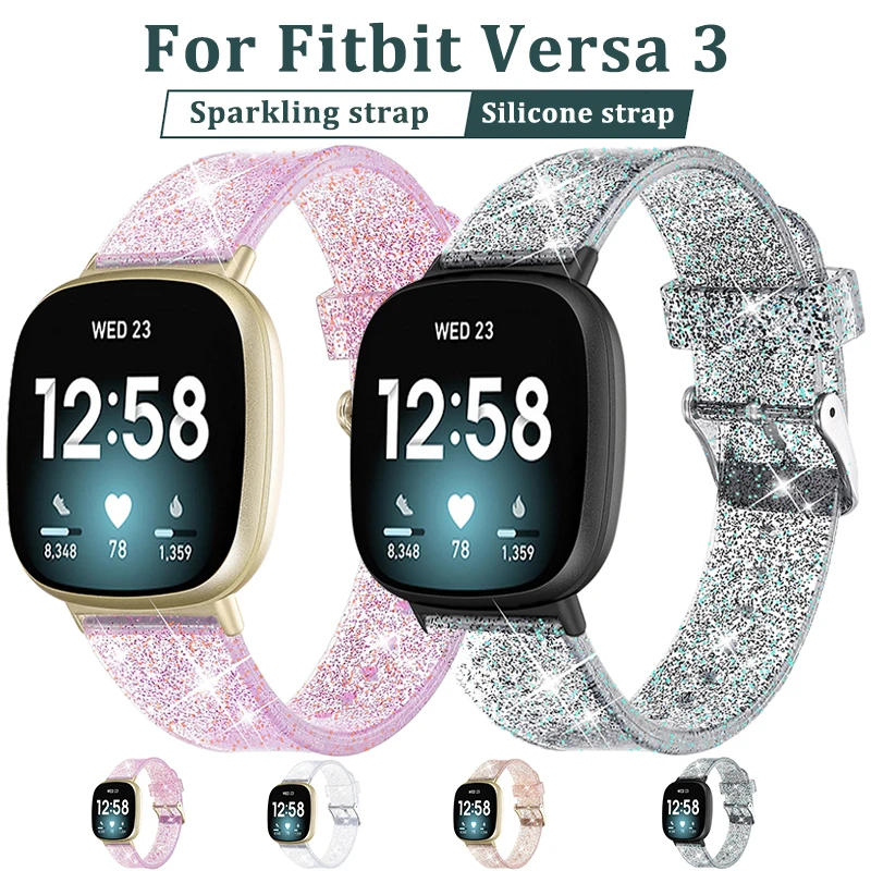 

Bling bling Strap for Fitbit Versa 3 Smart Watches Shell Protector Sport Rubber Shell Protector Replacement Strap Case bracelet