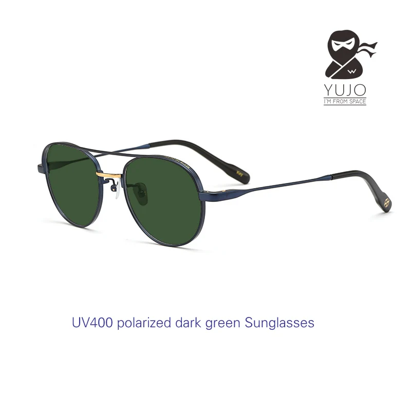 High quality pure titanium pilot UV400 Polarized Sunglasses Dark Green Sunglasses Brown  retro myopia prescription Sunglasses