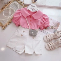 girls summer suits 2022 new childrens summer western style polo top baby leisure two piece set