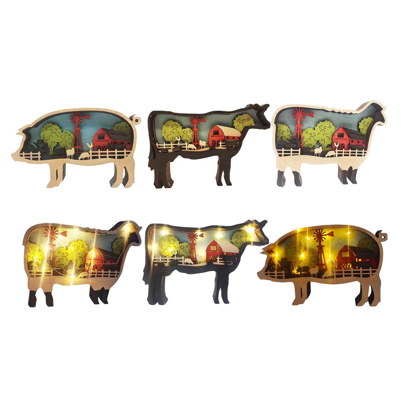 

Искусственное животное, многослойная деревянная резьба, силуэт с подсветкой