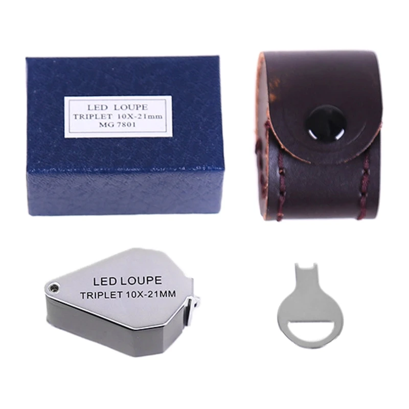 

Foldable 10x Magnification Triplet- Lens Jeweler Loupe- Magnifier- Gift Dropship