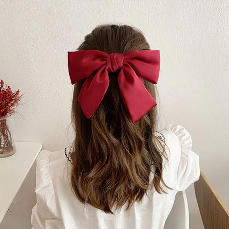 

New Fashion Women Headwear Barrettes Satin Bow Hairpins for Girls Sweet Korean Hair Clip Hairgrip Bow Hair Accessories Gift