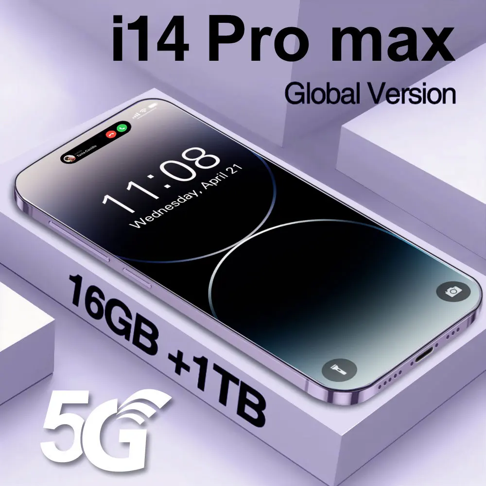 

i14 Pro Max Smartphone 16GB+1TB 6.8 inch Screen 108MP Cellphones 4G 5G Unlocked Mobile Phones Global Version