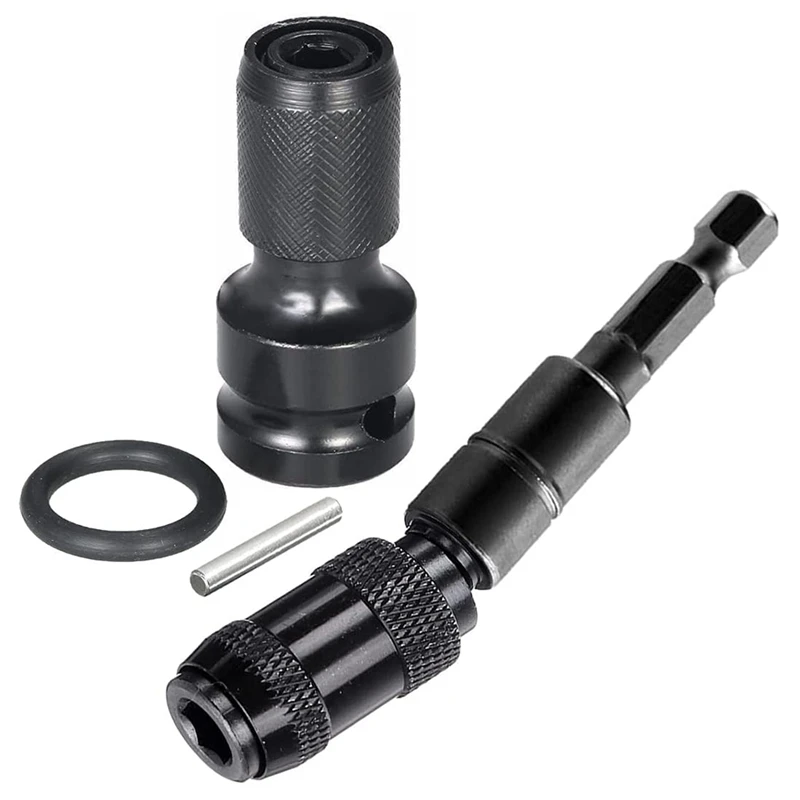 

Pivoting Bit Quick Release 1/2Inch Square Drive To 1/4Inch Hex Female Socket Adapter Converter For Impact Drill