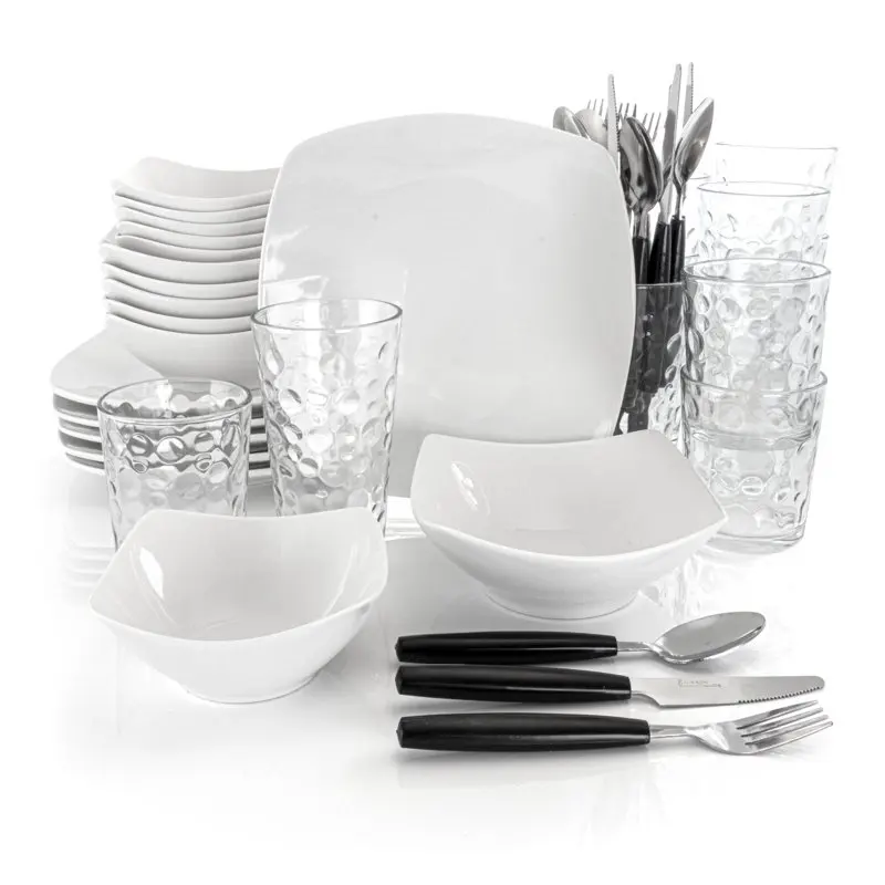 

All U Need 48 Piece Ceramic Dinnerware Combo Set in White